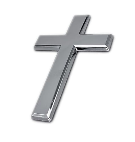 Image of Elektroplate Cross OEM Chrome Emblem for Cars, Trucks, and All Auto | Universal Fit at 3.15 inch x 2.1 inch | Weatherproof