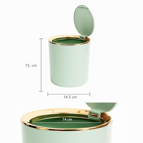 Image of Soko Cute Portable Mini Trash Can, Small One-Key Press Plastic Fancy Press-Top Desktop Dustbin Waste /Garbage Disposal For Home, Office, Bathroom, Bedroom, Kitchen, Work, Study Table - (Mint Green)