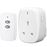 13A/3120W Remote Control Plug Sockets,HBN Wireless Remotely Control Switch Socket for Household Appliances,Wireless Light Switch with 30m/100ft Operating Range,1Pack Sockets and 1 Remotes