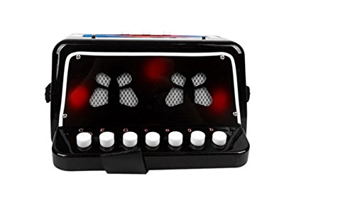 FunnyGoo Oostifun Kinder Kinder Knopf Akkordeon Spielzeug Tastaturinstrumente mit 7 Höhen, 3 Luftventile, Handschlaufe, Early Learning Eduction Instrument Musikspielzeug für Anfänger Schwarz