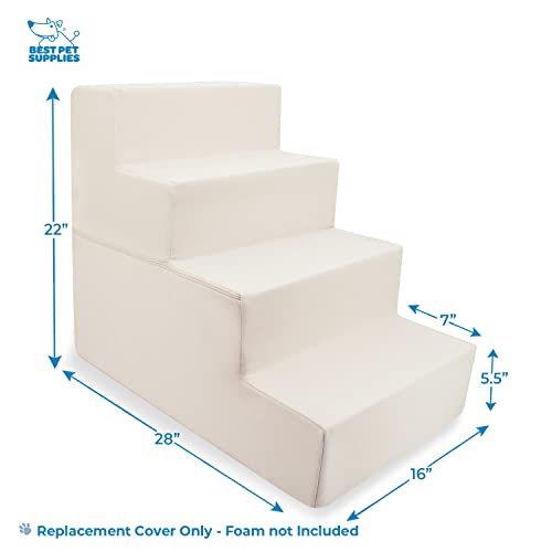 Image of Best Pet Supplies Dog Stairs & Steps - Foam Steps for Small Dogs & Cats, Non-Slip Indoor Balanced Pet Step Support, Dog Ramp, No Assembly, Ivory, Foldable 4-Step (22-inch Height)