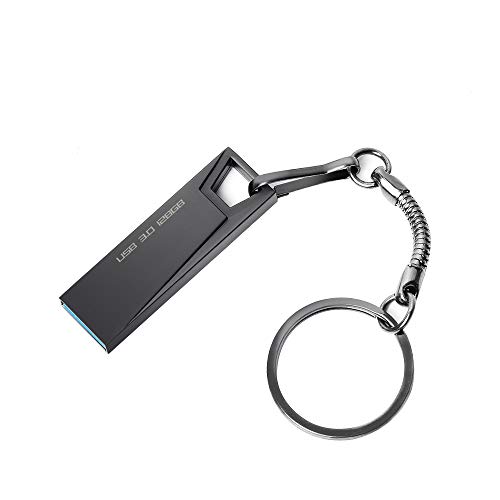 Memorias USB 128GB Metal Pendrive 128 GB USB 3.0 Unidad Flash 128GB Impermeable con Llavero para Computadoras, Tabletas Almacenamiento de Datos (Gris)
