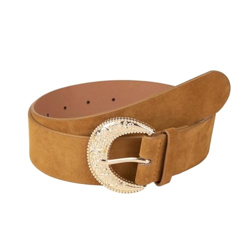 KONGNY Ceinture Sculptée À La Mode Pour Femmes En Daim De Peau De Cerf Vintage, chameau