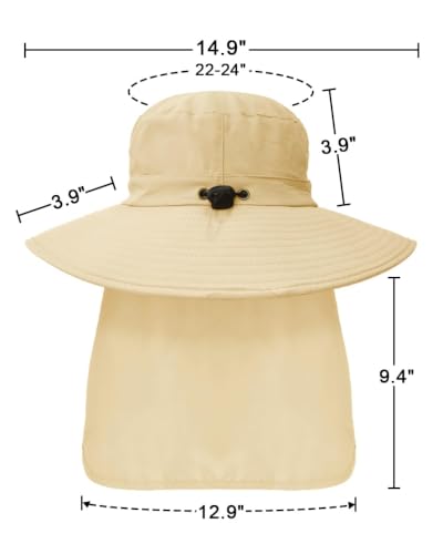 Image of Outdoor Sun Hats with Stowable Neck Flap for Men Women UPF 50+ Mesh Summer Bucket Hat Wide Brim for Fishing Safari Hiking