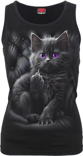 Vest femme top noir regular Spiral Cattitude pour un look rock