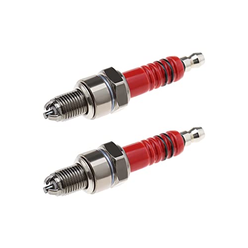 EMSea 2 Stück A7TC Zündkerze Motorrad Zündkerze Ersatz Zündkerze 10 mm Gewinde mit 3 Elektroden Kompatibel mit GY6 50 cc 70 cc 90 cc 110 cc 125 cc Moped Scooter ATV Quad