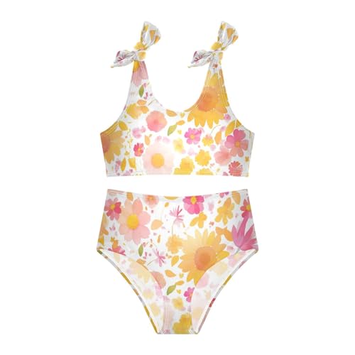 KLL Summer Small Fresh Watercolor Girls' 2 Piece Bikini Set Beach Swimsuits Swimwear Cute Shoulder Strap3