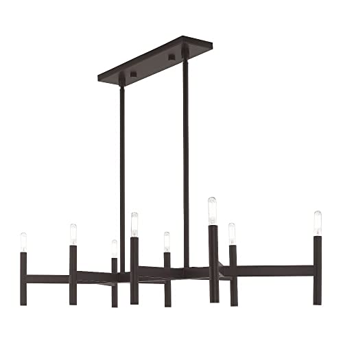 Livex Lighting 51178-91 Copenhagen - Eight Light Linear Chandelier, Brushed Nickel Finish, 19.00x40.00x15.00 by Livex - Used condition - Image 6