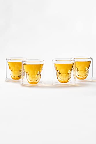 Lemonsoda Old Fashioned Skull Glasses For Cocktails, Whiskey And Martinis - Set Of 4 - Halloween Party Cups (250 Ml / 8.5 Fl. Oz) #TOP1