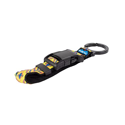 Image of KAVU Skeena Extension Strap With Buckle and Carabiner - Elastic Backpack Luggage -Yellow Geo
