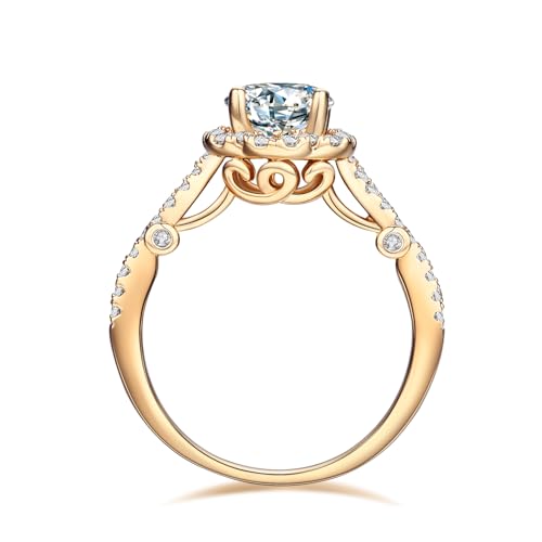 AllenCOCO 1.2CT Halo Engagement Ring – Thick 14K Gold Plated & Round Cut CZ Promise Eternity Wedding Ring for Women Ideal for Travel and Daily Wear4