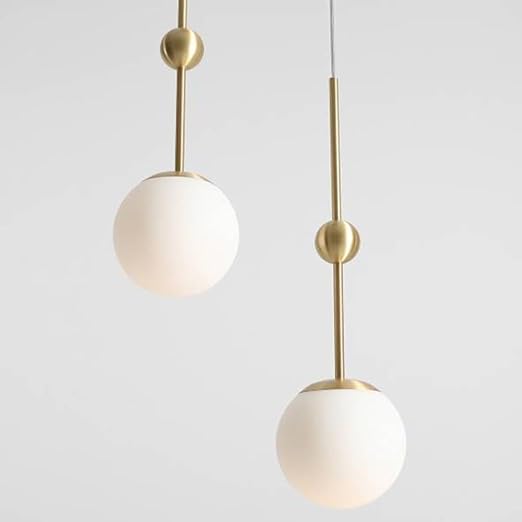 LRUII 3-Light White Milk Glass Gold Pendant Light Mid Century Modern Hanging Lamp Farmhouse Globe Ceiling Chandelier Antique Ball Lighting Fixture for Living Room Bedroom Dining Room Restaurant LRUII photo 3