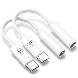 Clem Tech   Lot de 2 Adaptateurs USB C vers Jack 3,5mm Blanc avec Puce DAC, Adaptateur Audio Type C Compatible Smartphone Samsung Huawei Xiaomi Google Pixel Tablette MacBook iPad Pro