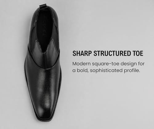 Image of Kraasa Men's Height Increasing Chelsea Boots | PU Leather Slip-On Ankle Boots | Comfortable Formal & Smart Casual Footwear