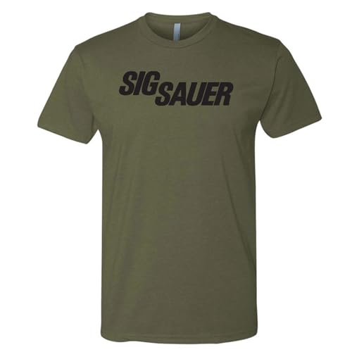 Sig Sauer Men's Military Green T-Shirt-Lightweight Soft Casual Active Outdoor Everyday Shooting Short-Sleeve Tee with Logo