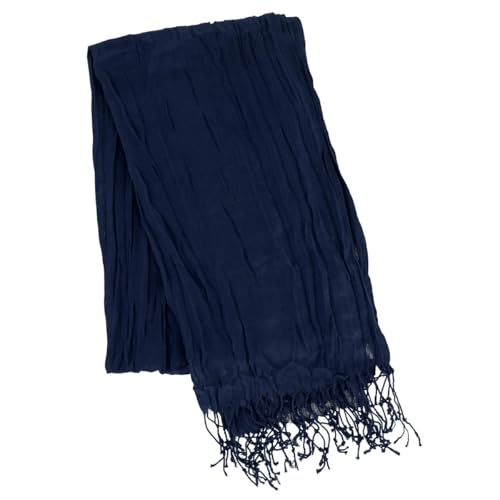CTM Women's Solid Color Crinkle Tassel Scarf2