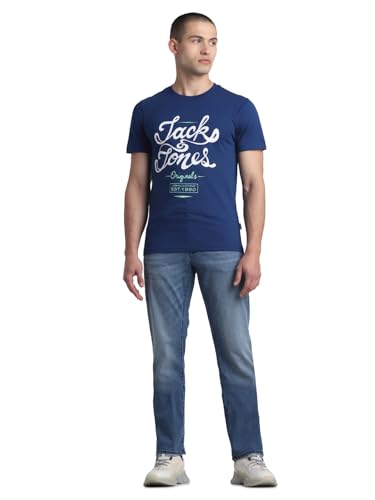 Image of Jack & Jones Men's Cotton Letter Print Slim Fit T-Shirt