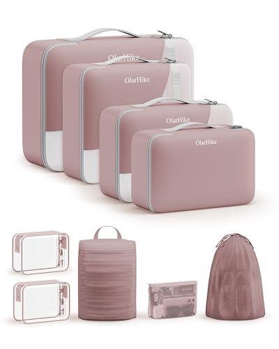 Image of OlarHike 9 Set Packing Cubes for Travel,Gifts for Women Mom,Anti-Tearing Suitcase Organizer,with Over 1000 pcs Mesh Holes,Vacation Essentials & Accessories for Cruise Ship
