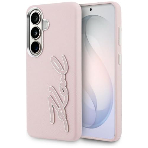 CG MOBILE Karl Lagerfeld Logo en résine métallique grainée pour Samsung Galaxy S26 (rose)