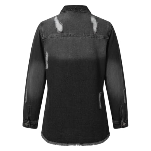 Denim Jacket for Women Oversized Button Down Jean Jacket Fall Coat - image 4