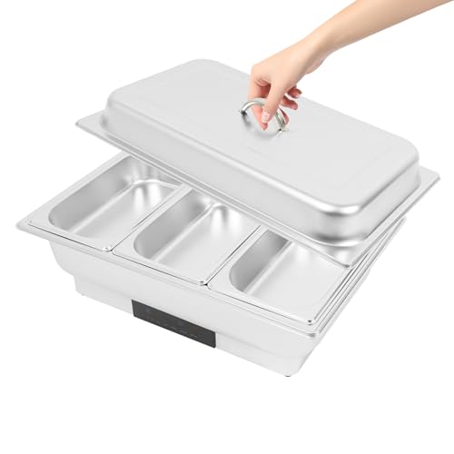 Panfudongk - Calentador de platos eléctrico (600 W, 9 L, con ajuste de temperatura para comida fría y caliente, 3 compartimentos)