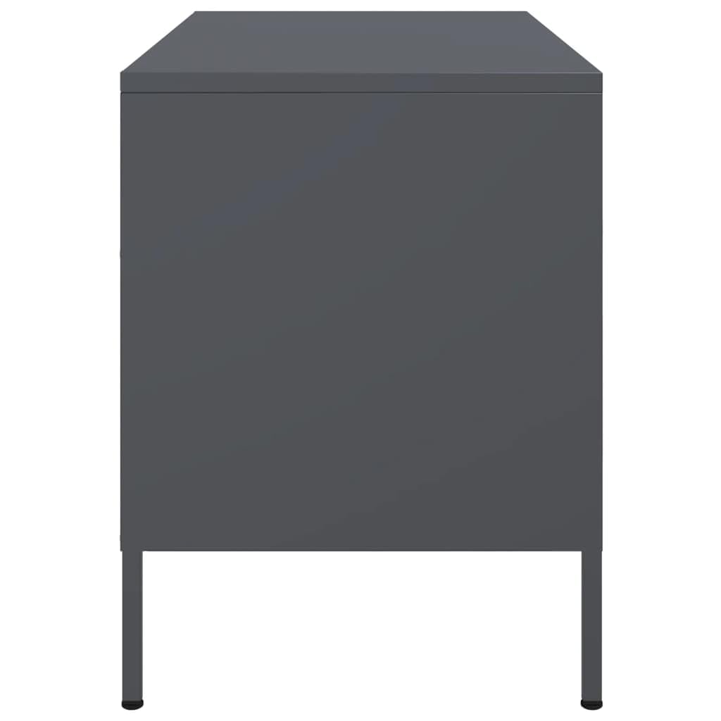 Mobile TV antracite in acciaio, 68 x 39 x 50,5 cm, con 2 scomparti, salvaspazio, per soggiorno, camera da letto, home theater, moderna credenza bassa con spazio e ripiano