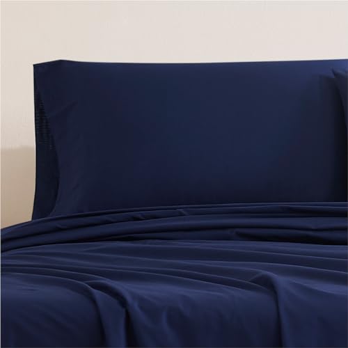 Image of Linen Closet Luxury Cotton 144 Thread Count Organic Cotton Standard Pillowcases, Set of 2, Navy