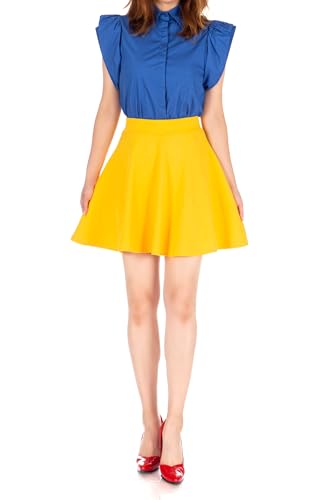 Dani'S Choice SN06-25-0013 Basic Solid Stretchy Cotton High Waist A-Line Flared Skater Mini Skirt thumb #5