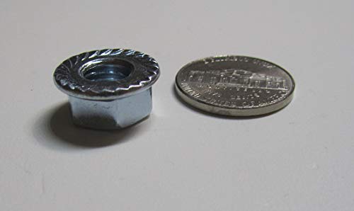 Metric Class 8.8 Zinc Plated Serrated Steel Flange Lock Nuts, M8 x 1.25 Thread x 13mm W x 8mm H, 100 Pcs