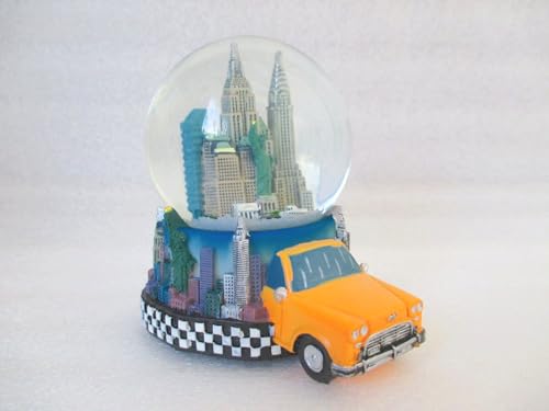 New York Schneekugel Taxi Yellow Cab Sockel Snowglobe Souvenir (310)