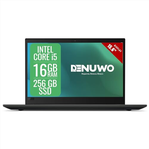 Lenovo Thinkpad Laptop Computer Business, Pc Portatile Notebook Intel i5 8th, Ram 16Gb, SSD 256Gb, Display da 15.6", WiFi, Windows 11 Pro + Libre Office (Ricondizionato)