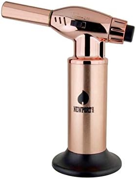 NEWPORT ZERO Jumbo Series 10" Butane Torch Refillable Kitchen Torch Lighter with Safety Lock and Adjustable Flame for Desserts, Creme Brulee, BBQ and Baking, Bartending (Rose)