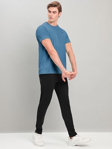 Image of TECHNOSPORT Men's Slim Fit Polyester Activewear Sports T-Shirt with Moisture-Wicking Comfort for Workout, Running & Gym