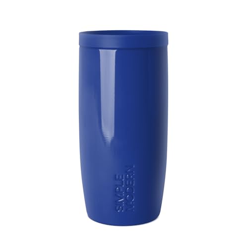 Image of Simple Modern Voyager Signature | 16oz Travel Coffee Mug Tumbler with 360 Lid | Gifts for Women Men | Ceramic-Lined Insulated Stainless Steel Cold Brew Iced Coffee Cup | Marian Blue