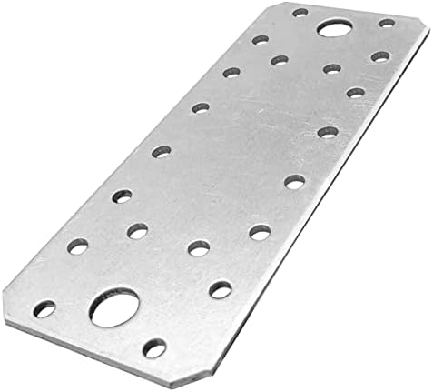 OMIdeas 10 x Flat Joining Plates (140 x 55 x 2) Heavy Duty Straight Perforated Braces Brackets Timber Wood Metal Galvanised Steel Fixing Repair Connector