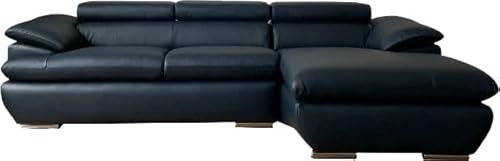 SHUNOVO 開梱設置付き イタリアン本革カウチソファ レザー 座って左カウチ ブラック ソファ レザー ソファー 高級 l字 l型 ソファセット カウチソファー 本革 (座って左カウチ ブラック)