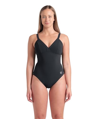 ARENA Women's Lara Shapewear Soft Curve Back C Cup One Piece Swimsuit Ladies Adjustable Shaping Tummy Control Swimwear Casual Beach Pool, Night Gray, Size 42 - image 1
