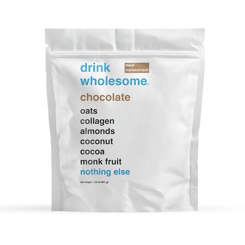 Drink Wholesome Chocolate Meal Replacement Powder for Sensitive Stomachs | Minimally Processed, Whole-Food Protein | Additive-Free, Dairy-Free, Gluten-Free | Low Sodium