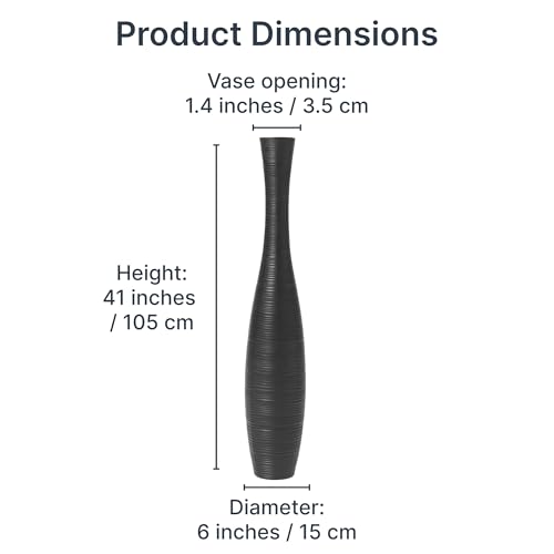 Image of Leewadee Large Floor Vase 41 inches Mango Wood for Pampas Grass, Dried Flowers
