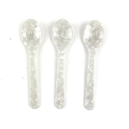 Heyiwell 3Pc Colorful Acrylic Dessert Spoons,Little Spoons For Ice Cream,Coffee,Stirring,Caviar Spoons,Finely Decorative Spoons 11.5Cm,Purple cover