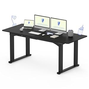 FLEXISPOT 4 Leg Standing Desk 71 x 32 Inch Electric Adjustable Height Sit Stand Desk with Splice Board Home Office Desk, Black Top + Black Frame