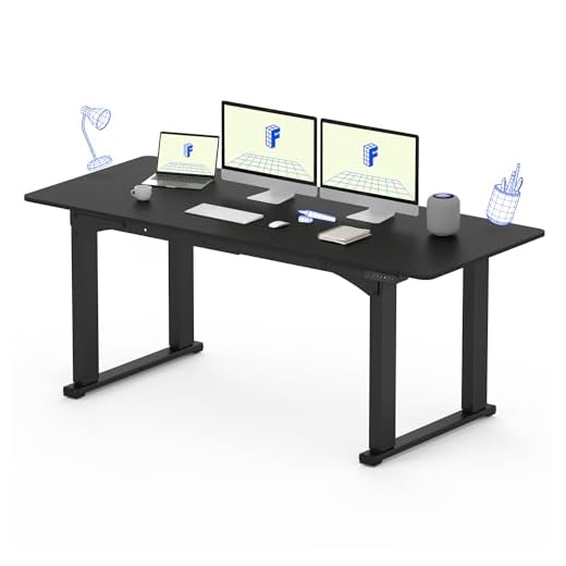 FLEXISPOT EP4 Classic Electric Standing Desk 63"x30" Inches Dual Motor 3 Stages Height Adjustable Desk Stand Up Desk with USB Charging Port and Hooks Sit Stand Desk, Black Frame & Black/Greystone Top