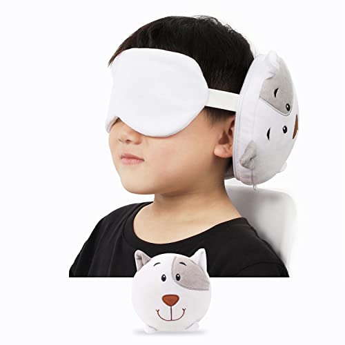 2-in-1 Travel Pillow and Eye Mask,for Kids and Adults, Eye Mask Combo with Head, for Airplane, Train, Car or Outdoors, Camping, Hiking