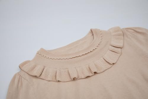 Kids Round Neck Lace Pullover Long Sleeve Sweater Long Sleeve Solid Color Knit Sweater4