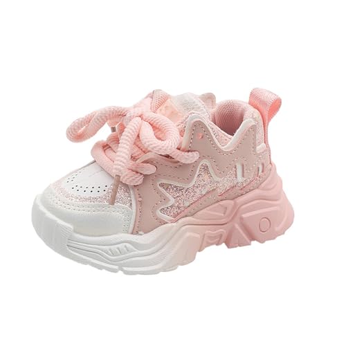 Girls Pink Sneakers Baby Kids Tennis Walking Shoes Toddler Fashion Platform Lightweight Lace Up Casual Walking Shoes