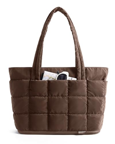Image of BAGSMART Expandable Tote Bag for Women, Puffer Work Tote Handbag, Quilted Carry On Bag for Travel Gym