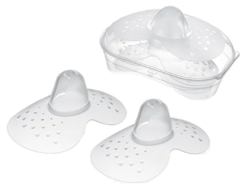 Breastfeeding Nipple Shields for Nursing Newborn Baby Nippleshield Breast Feeding 2 Count with Sterilizing Storage Case Clear (Large 23MM)