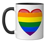 Rainbow Heart Ceramic Mug, Black/White