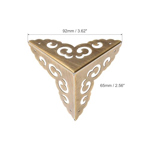 Image of uxcell 2 Pcs Brass Edge Guard, 65mm Decorative Box Corner Cover, Corner Protector, Vintage Stair Dust Corners with Screws, Bronze
