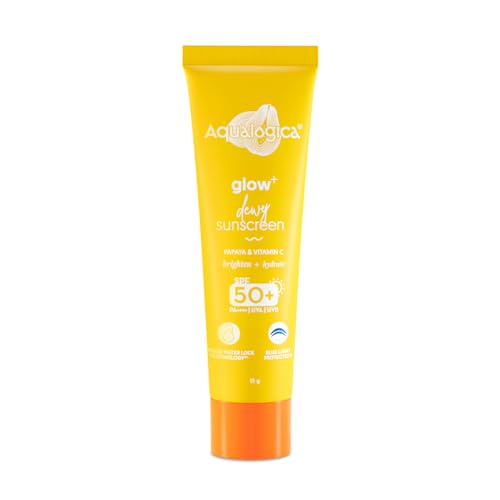 Image of Aqualogica Glow+ Dewy Lightweight & Hydrating Sunscreen with SPF 50+ & PA++++ for UVA /B & Blue Light Protection & No White Cast - 15g